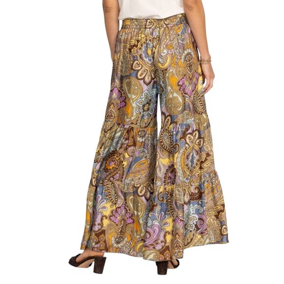 Johnny Was Palazzo Pant Sandalwood Viola Boho Hippie Wide Leg Flare - Picture 2 of 12